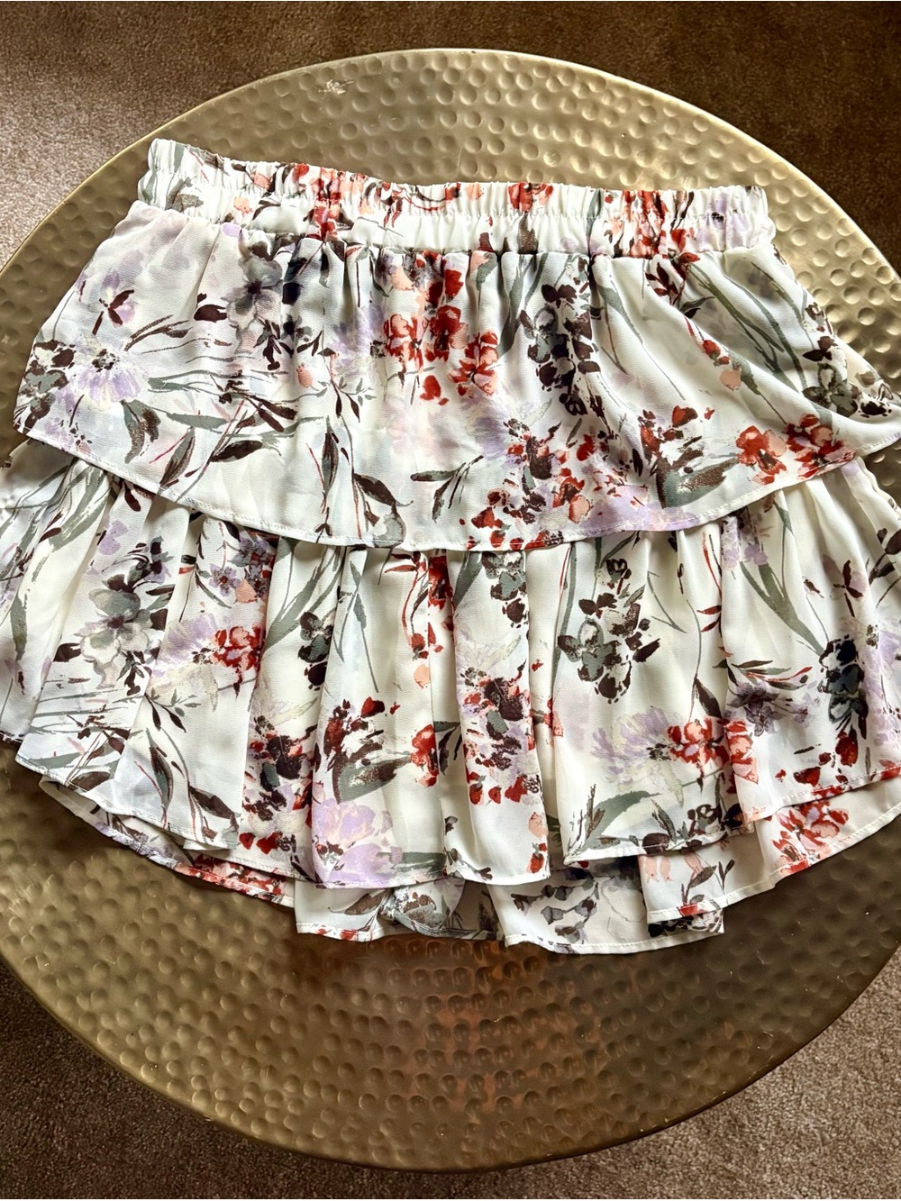 Anthropology Drew White Floral Tiered Summer Skirt Fairycore Cottagecore